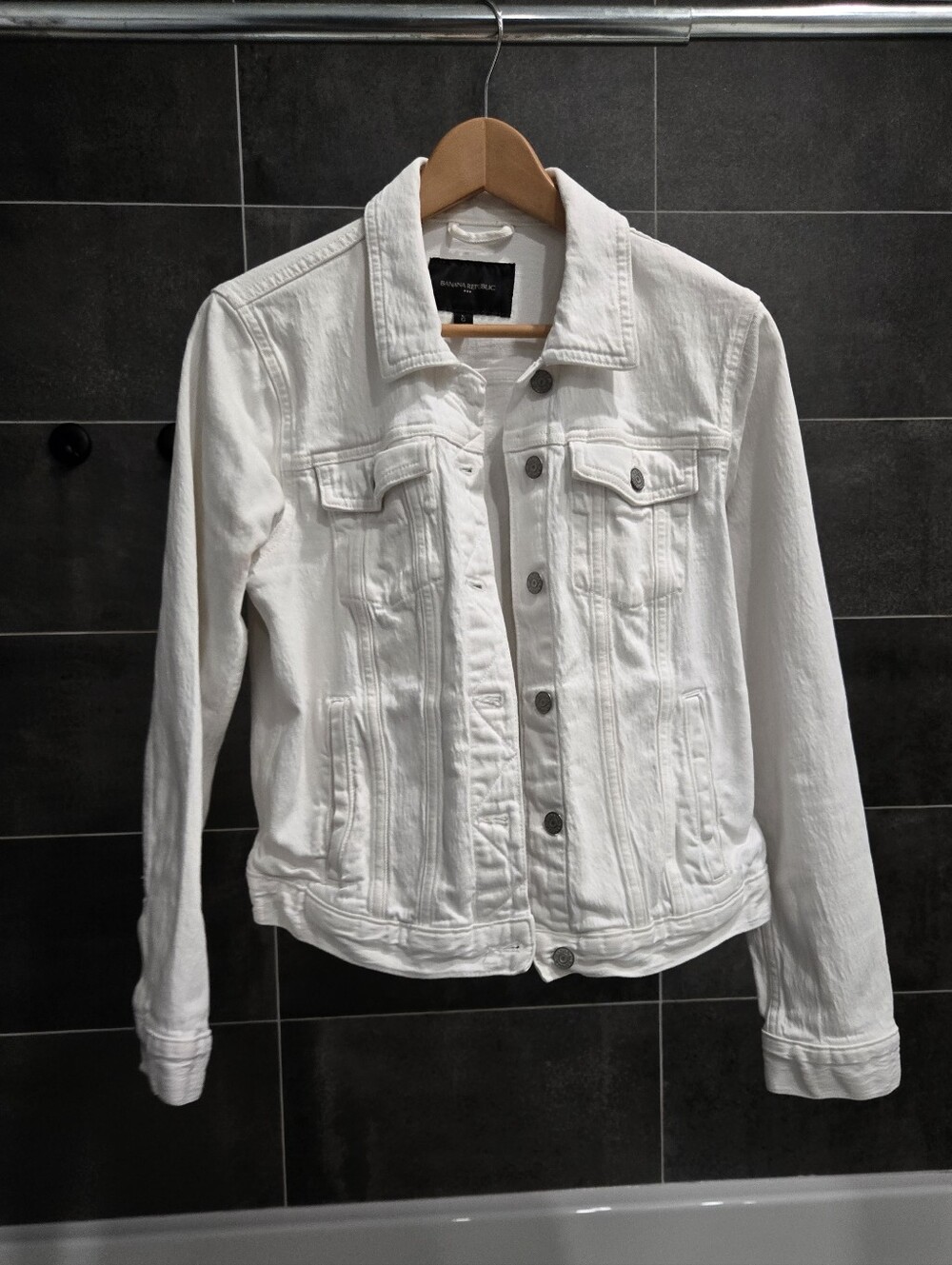 Banana Republic White Denim Trucker Jacket